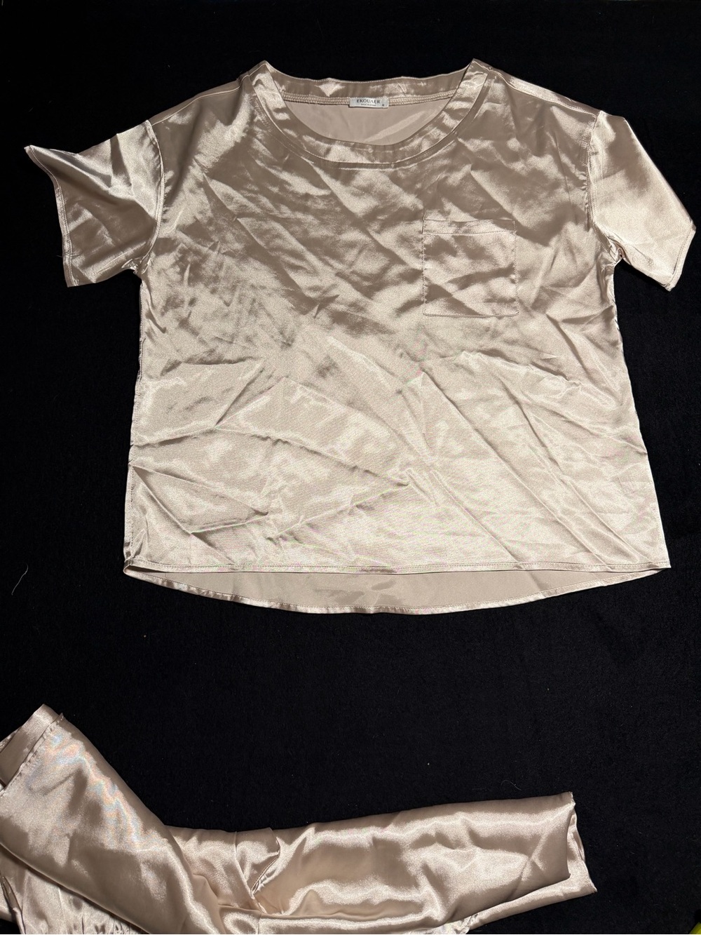 Silky Short Sleeve Pajama Set - Champagne - Picture 2 of 4